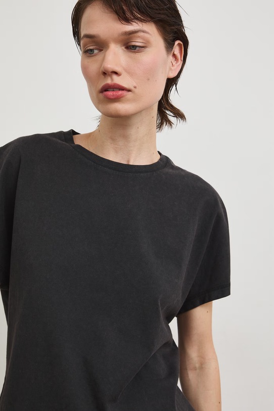 T-shirt damski bawełniany z efektem sprania szary RS26-TSD080