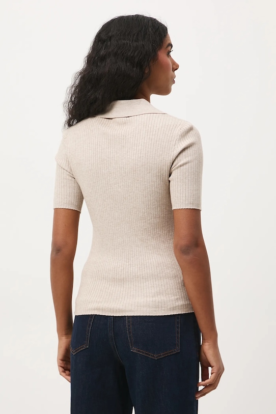 Odzież T-shirt damski z kołnierzykiem RS26-TSD200 beżowy