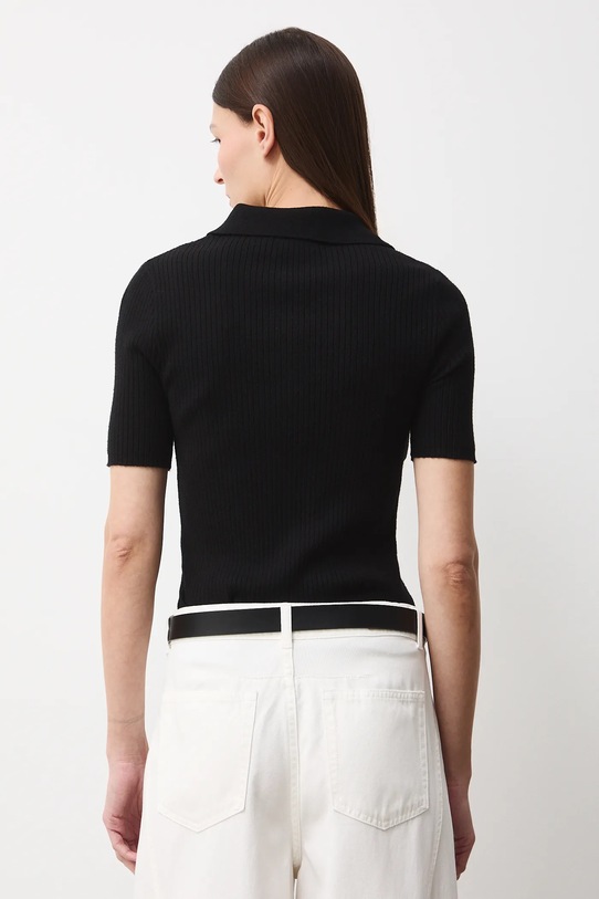 Odzież T-shirt damski z kołnierzykiem RS26-TSD200 czarny