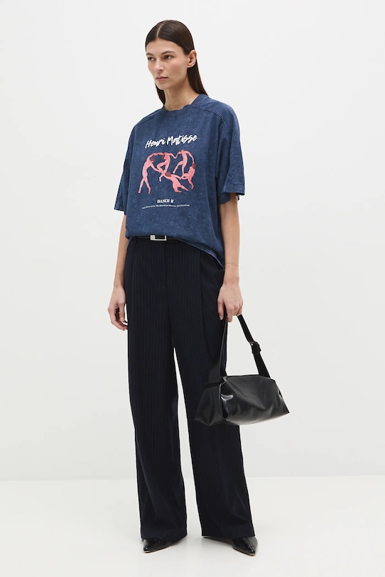 Odzież T-shirt bawełniany damski z kolekcji Eviva L'arte RS26-TSD251 granatowy