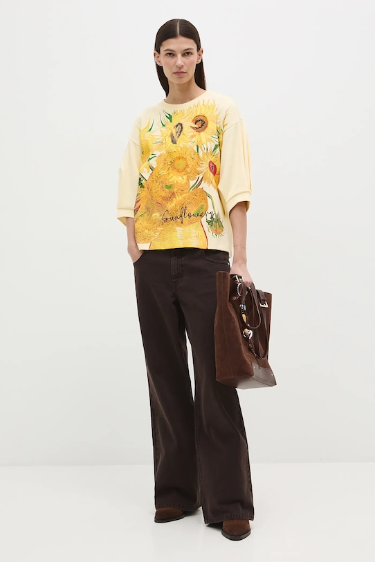 Дрехи Памучна тениска Medicine RS26-TSD262 жълт