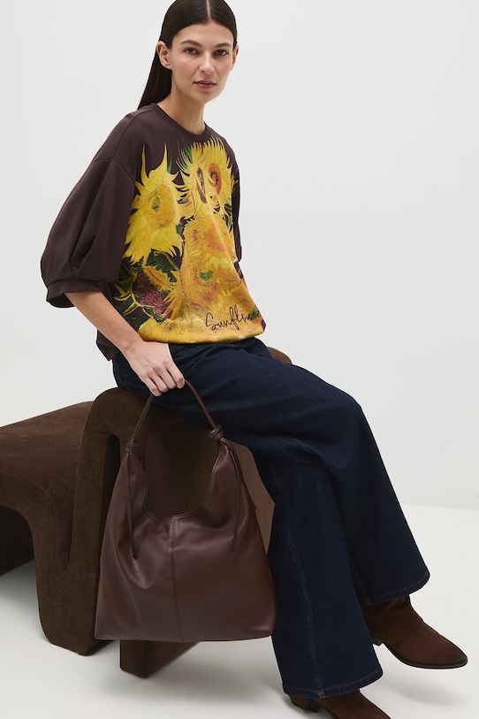 Дрехи Памучна тениска Medicine RS26-TSD262 кафяв