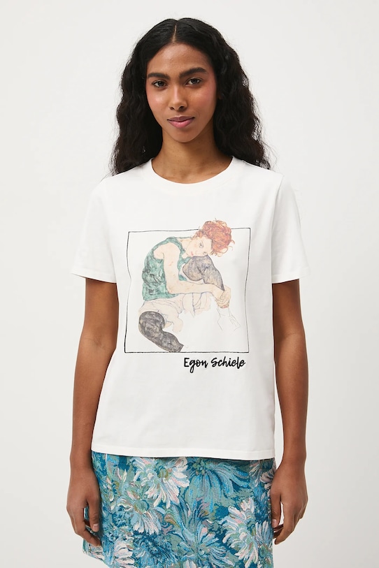 T-shirt damski z kolekcji Eviva L'arte RS26-TSD264 beżowy RS26