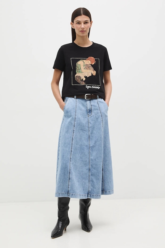 Odzież T-shirt damski z kolekcji Eviva L'arte RS26-TSD264 czarny