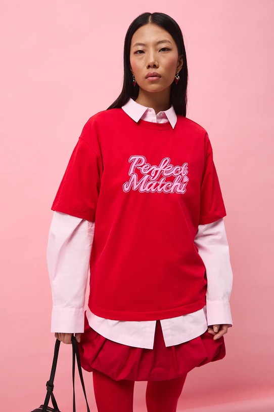 Βαμβακερό μπλουζάκι Medicine απλικέ κόκκινο RS26-TSD283