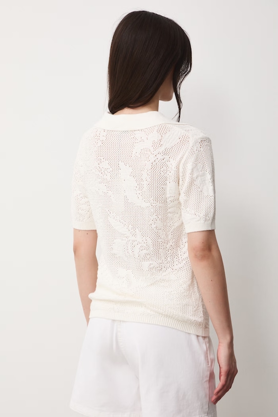 Odzież T-shirt damski ażurowy z wiskozą RS26-TSD304 beżowy