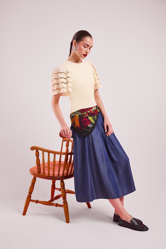 T-shirt bawełniany damski z elastanem gładki RS26-TSD401 żółty RS26