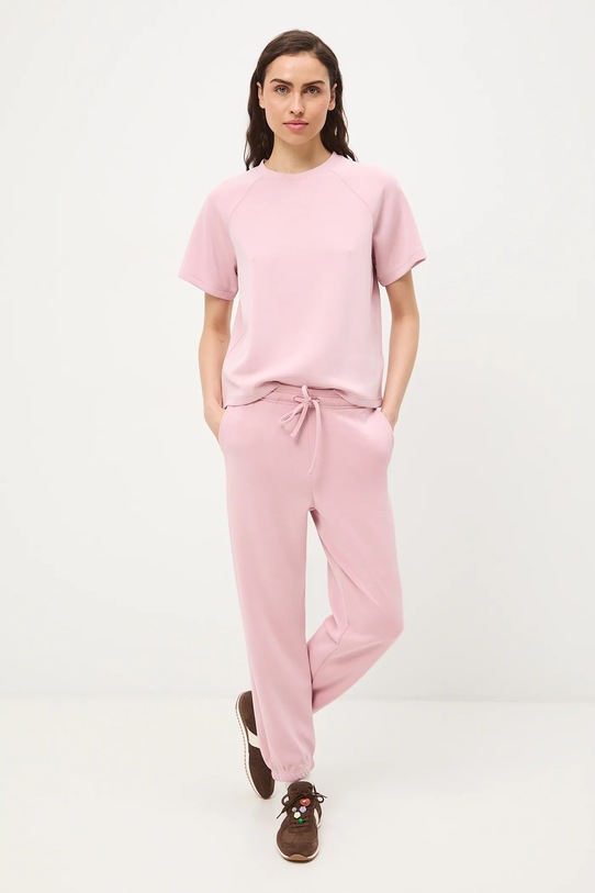 T-shirt damski gładki z modalem RS26-TSD402 różowy RS26