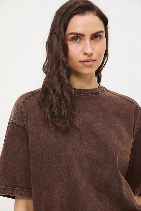 Medicine t-shirt oversize damski bawełniany RS26-TSD450 brązowy