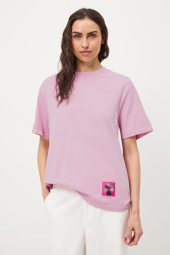 Medicine t-shirt oversize damski bawełniany RS26-TSD451 różowy