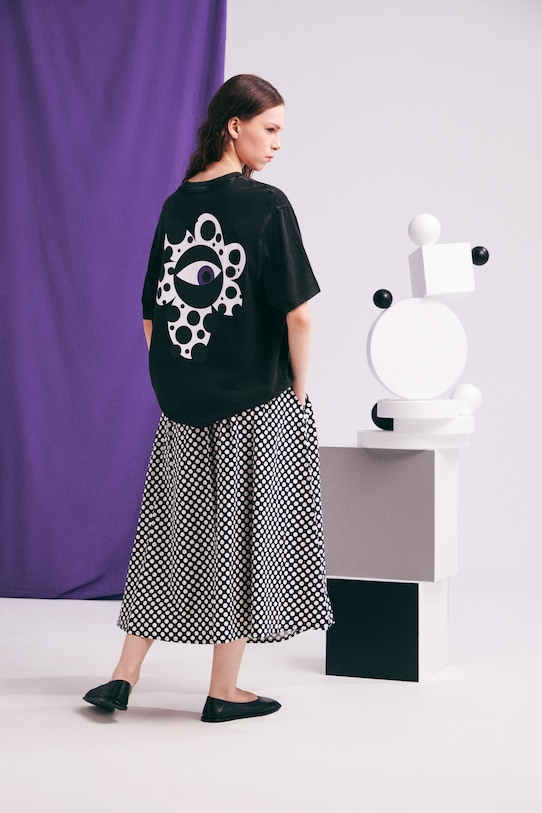 T-shirt oversize damski bawełniany by Joanna Gniady, Grafika Polska szary RS26-TSD451