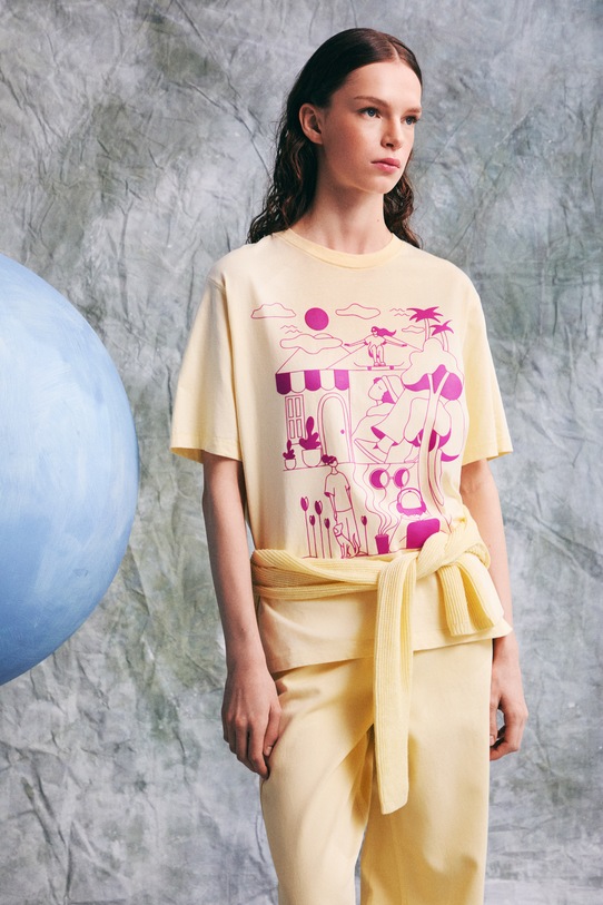 Medicine t-shirt oversize damski bawełniany RS26-TSD452 żółty RS26