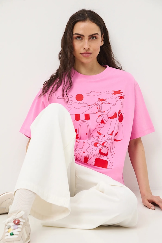 MEDICINE t-shirt oversize damski bawełniany różowy RS26-TSD452