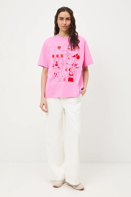 Odzież MEDICINE t-shirt oversize damski bawełniany RS26-TSD452 różowy