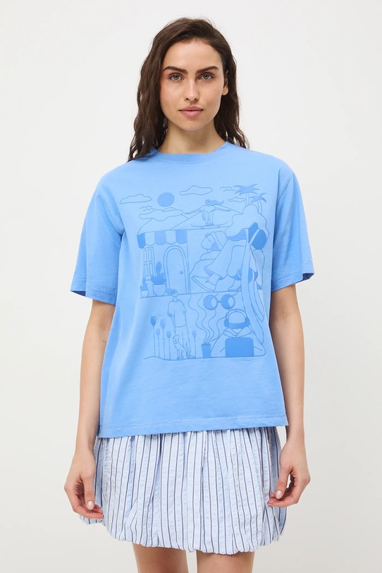 Medicine t-shirt oversize damski bawełniany niebieski RS26-TSD452