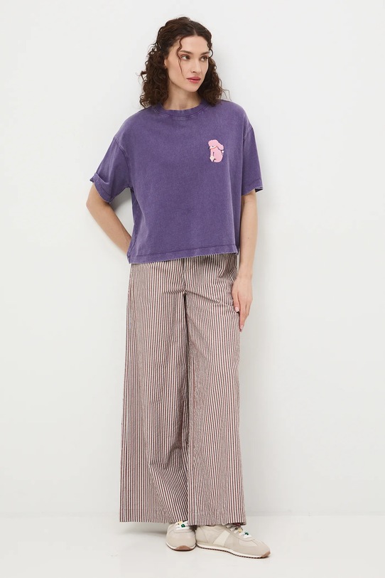 Odzież Medicine t-shirt oversize damski bawełniany RS26-TSD454 fioletowy