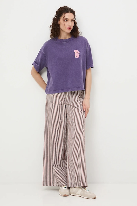 Odzież Medicine t-shirt oversize damski bawełniany RS26-TSD454 fioletowy