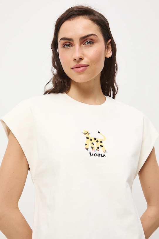 Medicine t-shirt damski bawełniany RS26-TSD457 beżowy