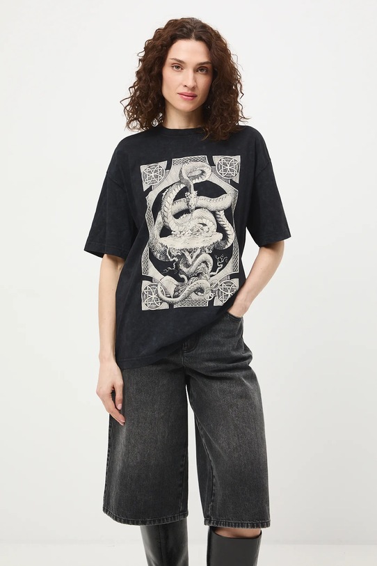 Medicine t-shirt oversize damski bawełniany szary RS26-TSD458