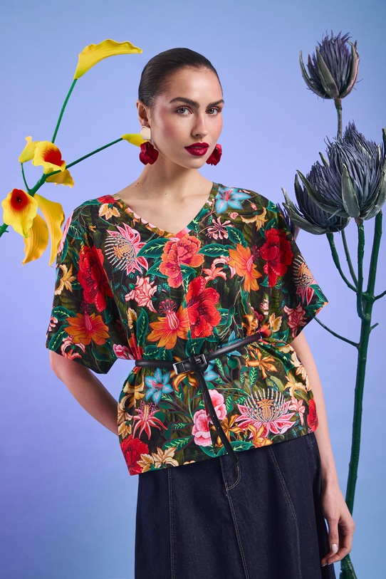 Medicine t-shirt bawełniany wzorzyste multicolor RS26-TSD480