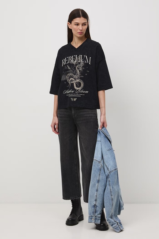 Medicine t-shirt oversize damski bawełniany RS26-TSD502 szary RS26