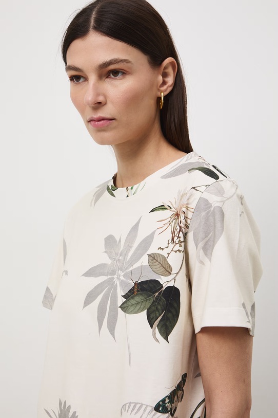 Medicine t-shirt damski bawełniany z elastanem beżowy RS26-TSD504