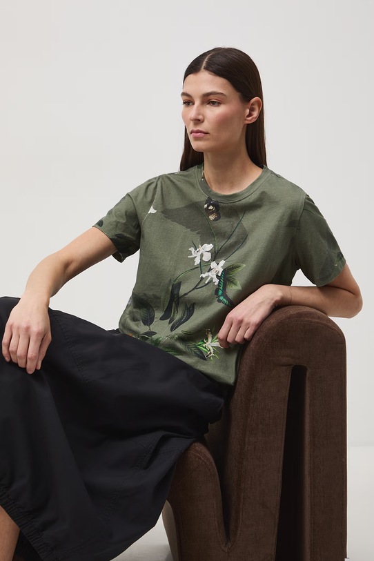 Medicine t-shirt damski bawełniany z elastanem zielony RS26-TSD504