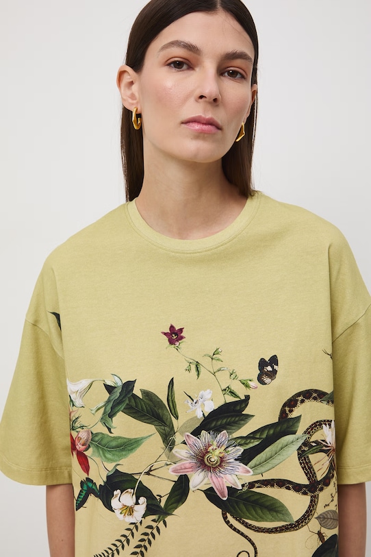 Medicine t-shirt oversize damski bawełniany z elastanem zielony RS26-TSD506