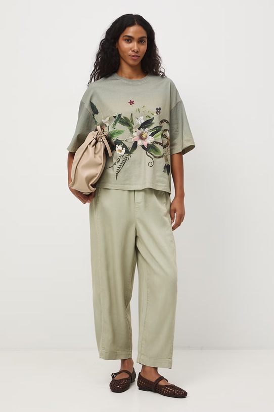 Medicine t-shirt oversize damski bawełniany z elastanem RS26-TSD506 zielony RS26