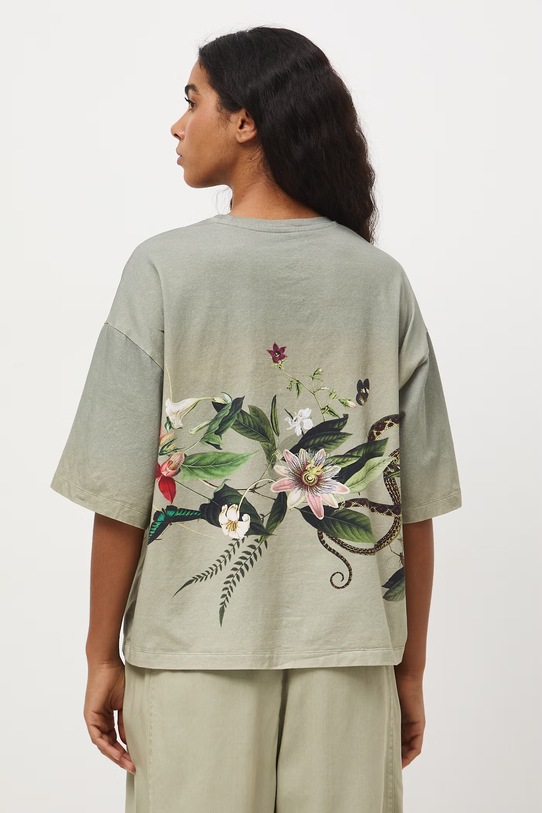 Odzież Medicine t-shirt oversize damski bawełniany z elastanem RS26-TSD506 zielony