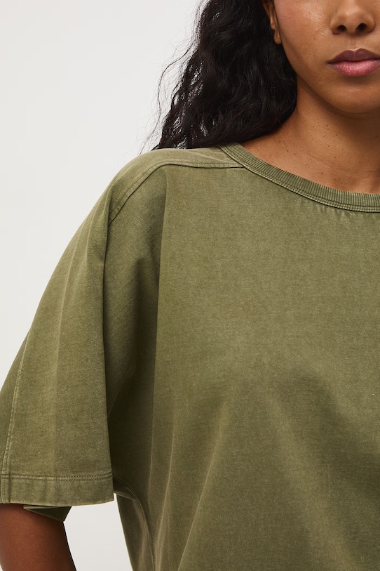 T-shirt oversize damski bawełniany RS26-TSD510 zielony