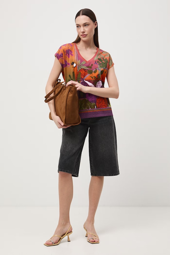 Medicine t-shirt damski bawełniany z elastanem RS26-TSD650 pomarańczowy RS26