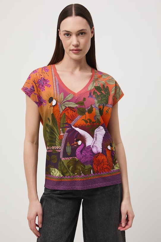 Odzież Medicine t-shirt damski bawełniany z elastanem RS26-TSD650 pomarańczowy