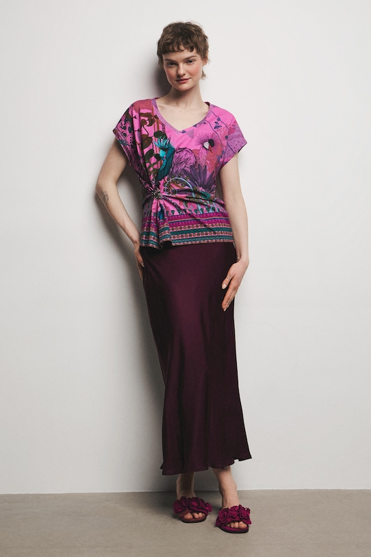 Medicine t-shirt damski bawełniany z elastanem różowy RS26-TSD650