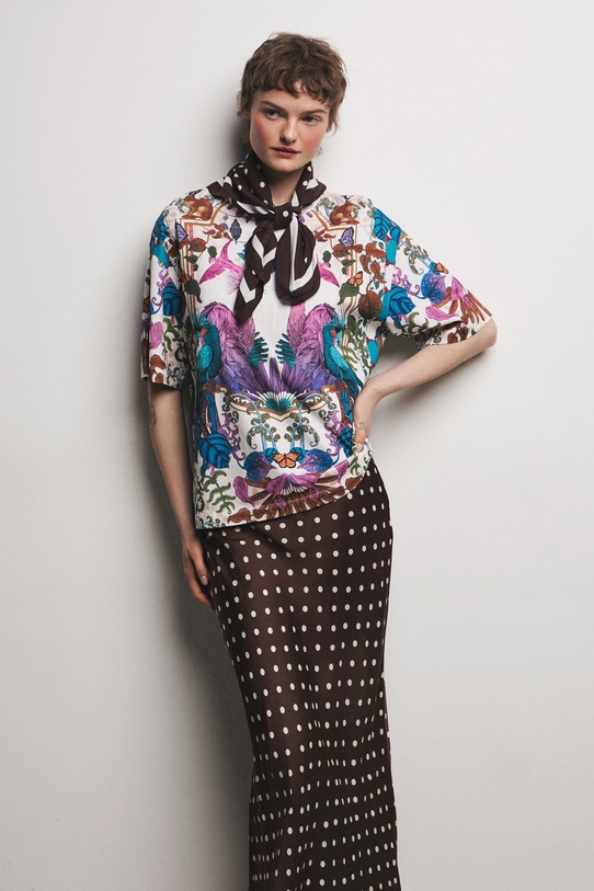 Medicine t-shirt oversize damski bawełniany beżowy RS26-TSD651