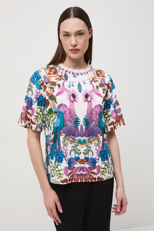 Medicine t-shirt oversize damski bawełniany RS26-TSD651 beżowy RS26