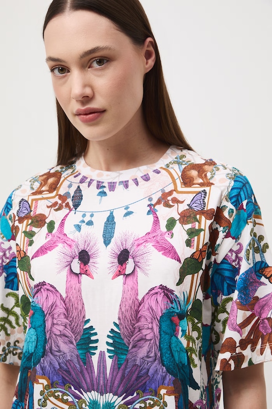 Medicine t-shirt oversize damski bawełniany RS26-TSD651 beżowy