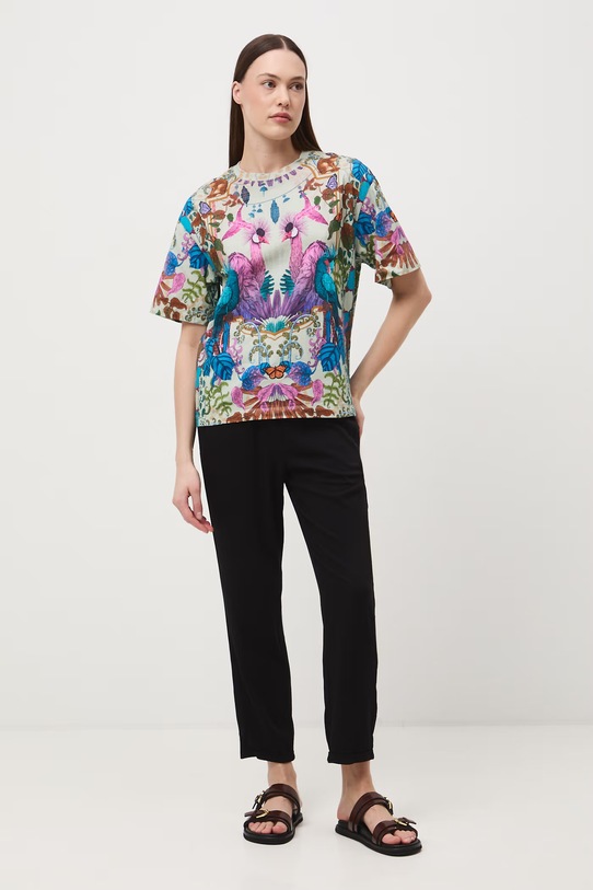 Odzież Medicine t-shirt oversize damski bawełniany RS26-TSD651 zielony