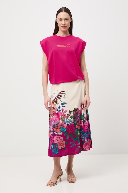 Medicine T-shirt oversize damski bawełniany z elastanem RS26-TSD653 różowy RS26