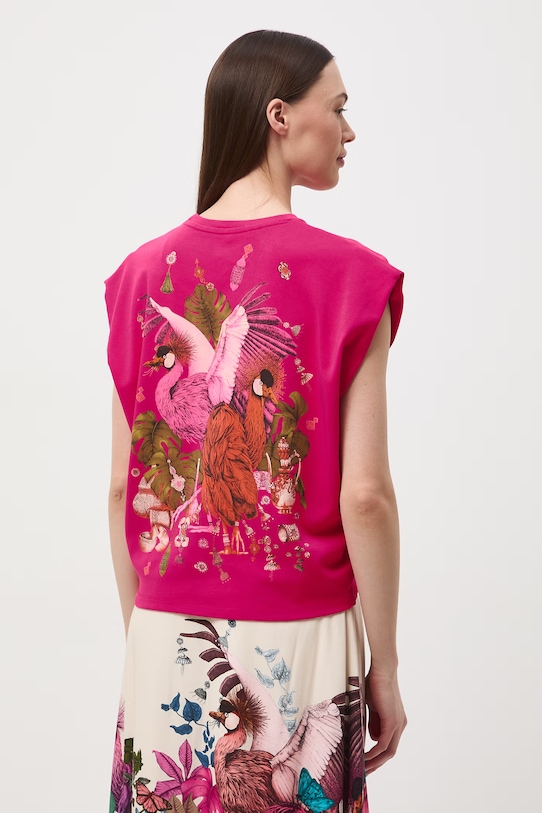 Odzież Medicine T-shirt oversize damski bawełniany z elastanem RS26-TSD653 różowy