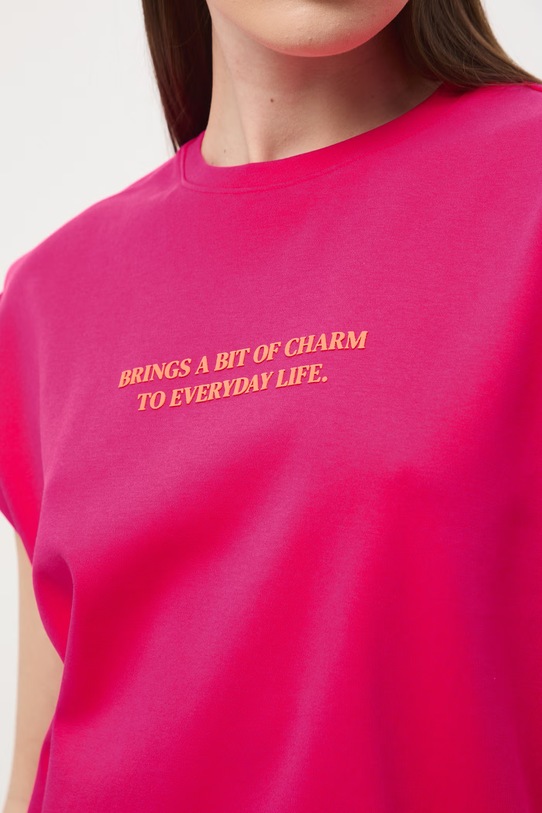 Medicine T-shirt oversize damski bawełniany z elastanem RS26-TSD653 różowy