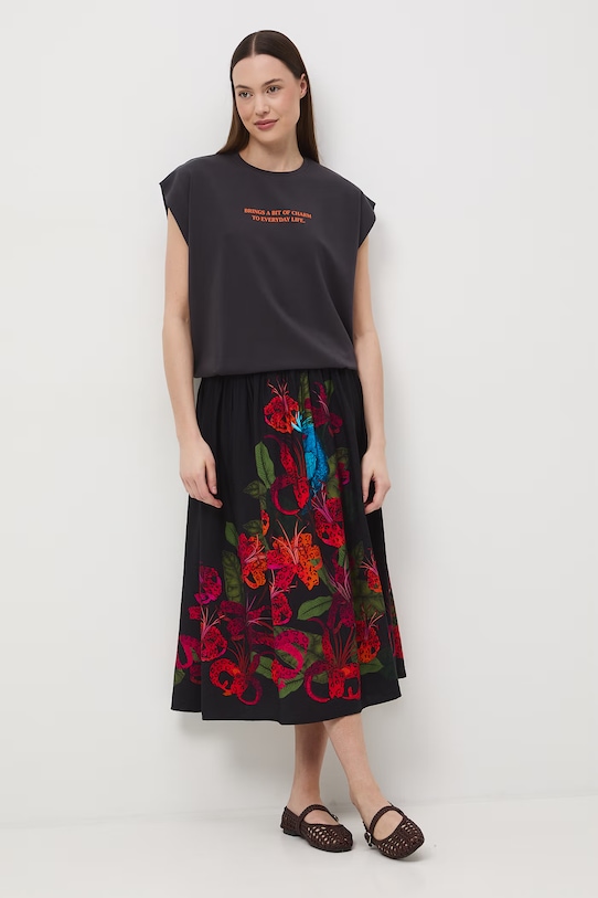 Odzież Medicine t-shirt oversize damski bawełniany z elastanem RS26-TSD653 szary