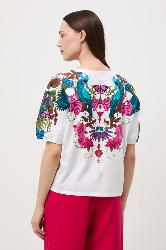 Medicine t-shirt oversize damski bawełniany beżowy RS26-TSD654