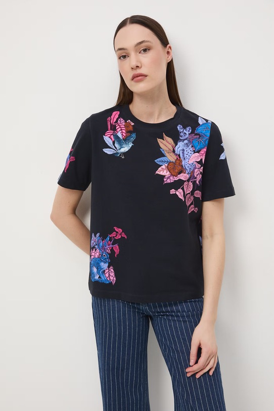 Medicine t-shirt damski bawełniany z elastanem RS26-TSD655 granatowy RS26