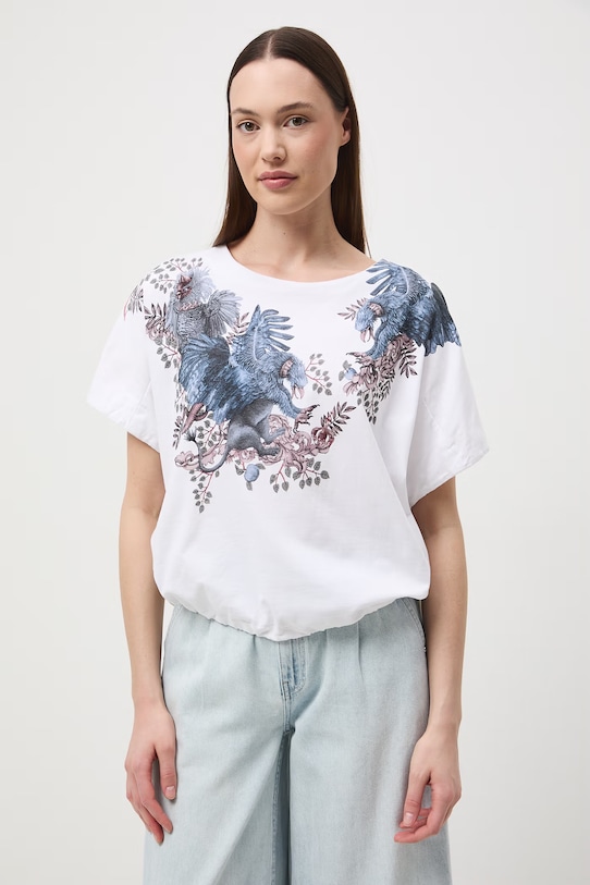 Odzież Medicine t-shirt oversize damski bawełniany RS26-TSD656 biały