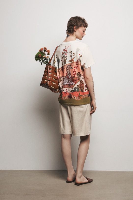 Medicine t-shirt damski bawełniany z elastanem beżowy RS26-TSD660