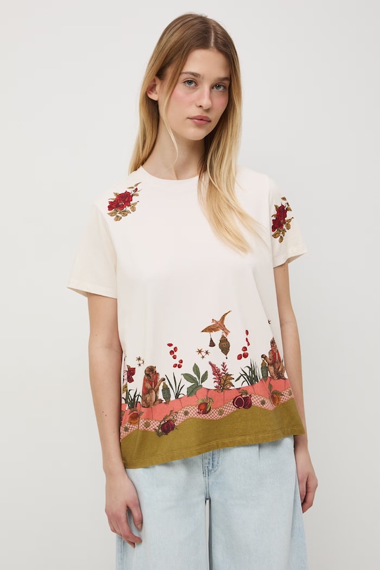 Odzież Medicine t-shirt damski bawełniany z elastanem RS26-TSD660 beżowy