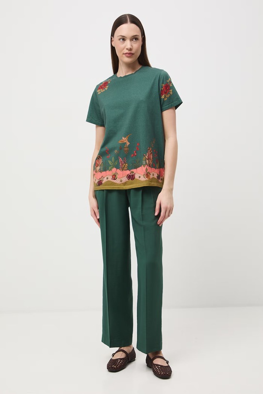 Medicine t-shirt damski bawełniany z elastanem RS26-TSD660 zielony RS26