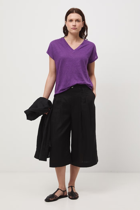 Medicine t-shirt damski lniany fioletowy RS26-TSD700