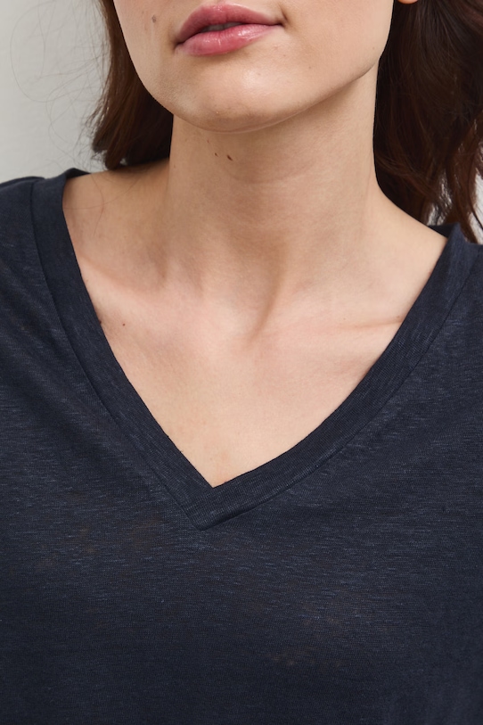 Medicine t-shirt damski lniany RS26-TSD700 granatowy